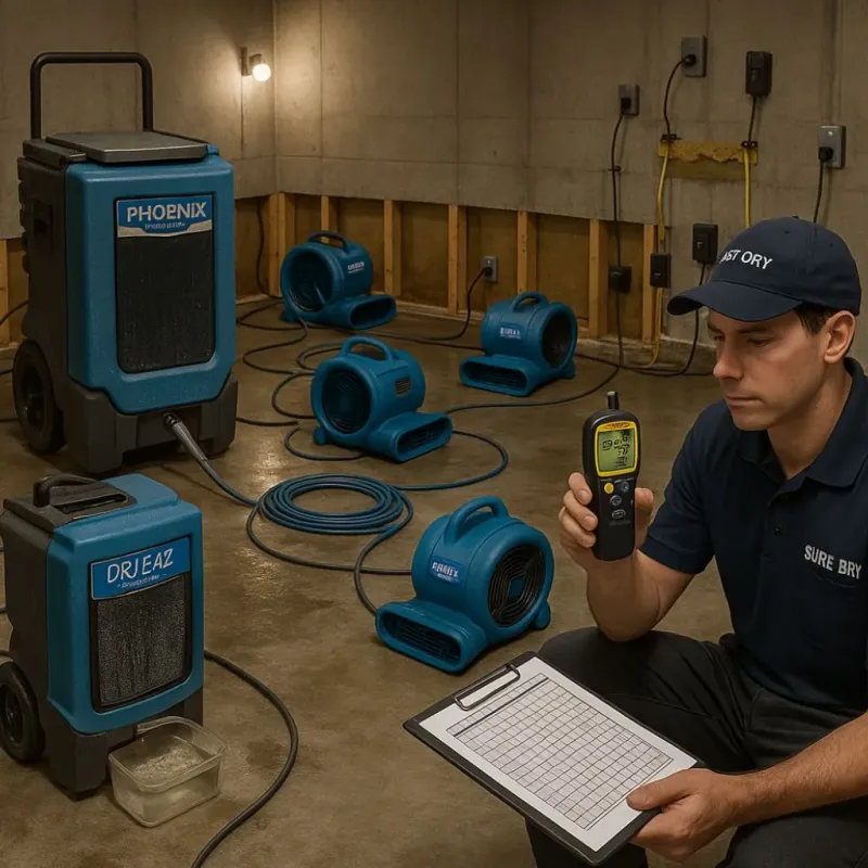 Structural Drying and Dehumidification process in Monterey Park, NM